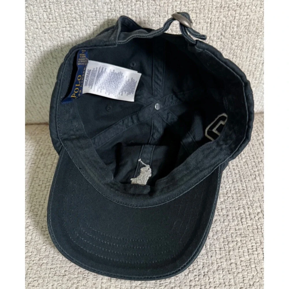 Polo Ralph Lauren Navy‎ Hat Sz 4-7 Kids Youth Strap Back Silver Big Pony Y2K